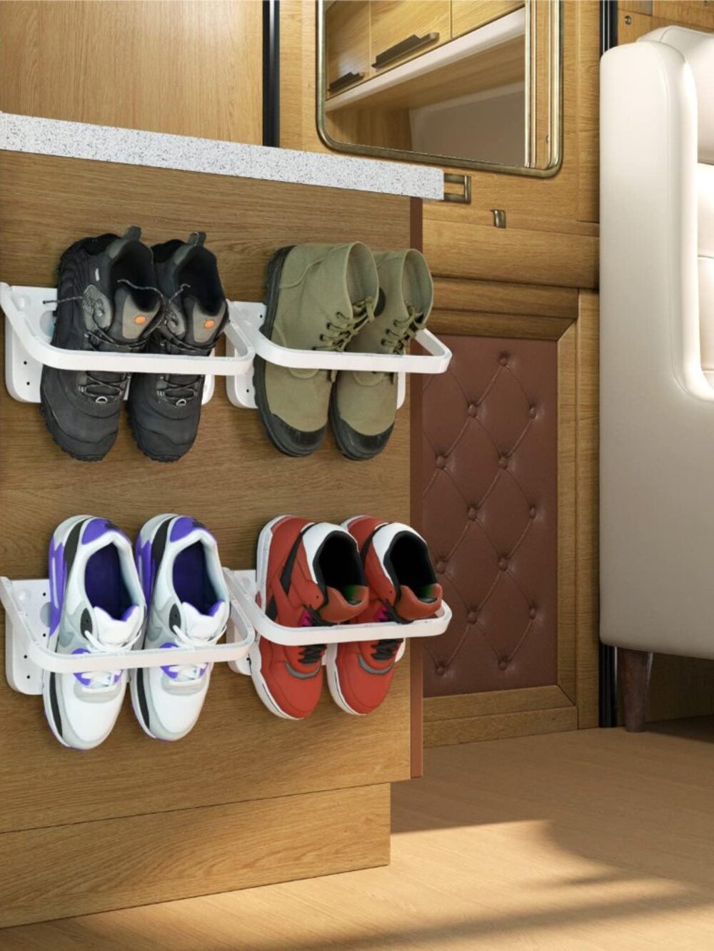 Pack of Four Wall-Mounting Foldable Shoe Racks
